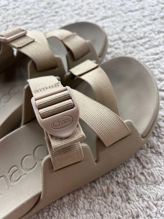 Chaco Taupe Two-Strap Slide Sandals - Picture 8 of 9